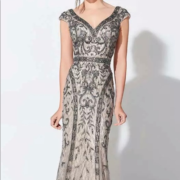 Mon Cheri Dresses & Skirts - BN MOB Mother of Bride Ivonne D Mon Cherie Gray Champagne Evening Wedding Gown